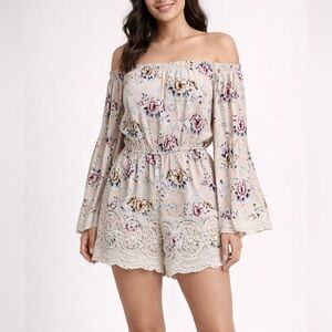 Xhilaration Floral Lace Girly Coquette Romper